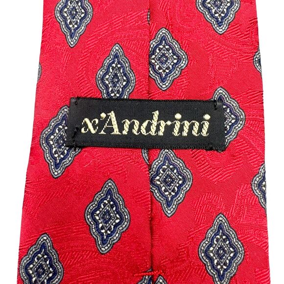 X'andrini 100% Silk Dress Tie Made in USA Geometric Medallion Print 60" 3.5" - Picture 6 of 11